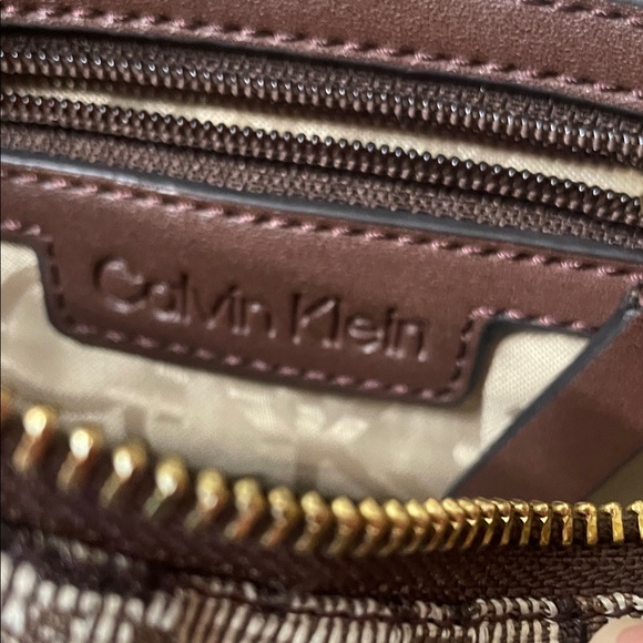 Calvin Klein Monogram Crossbody Bag in Brown and Gold - Picture 2 of 3